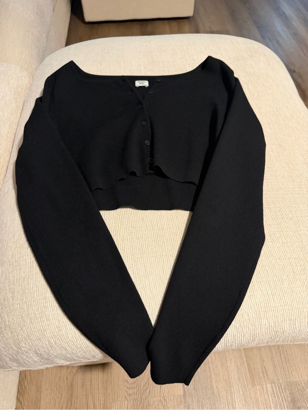 Aritzia Black Cropped Button Cardigan